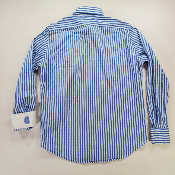Robert Graham Dress Shirt Men Medium 15.5 / 39 Blue Striped Tailored Fit Vintage - Picture 12 of 16